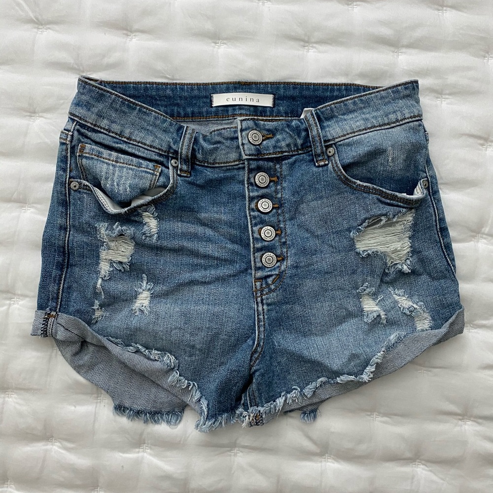 Lulus Eunina Denim Cut Off Shorts